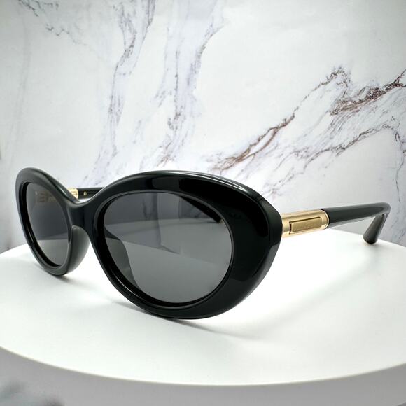 New Dolce & Gabbana Sunglasses Black Oval Cat Eye Gold Metal Logo 54-18 main image 11